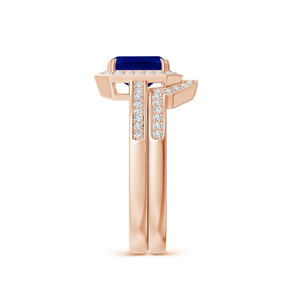 7x5mm AAA Emerald-Cut Sapphire Bridal Set with Diamond Accents in Rose Gold side 299