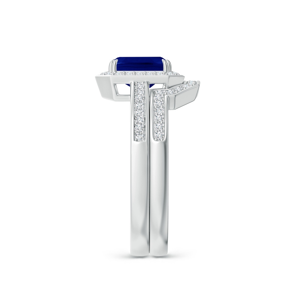7x5mm AAA Emerald-Cut Sapphire Bridal Set with Diamond Accents in White Gold side 299