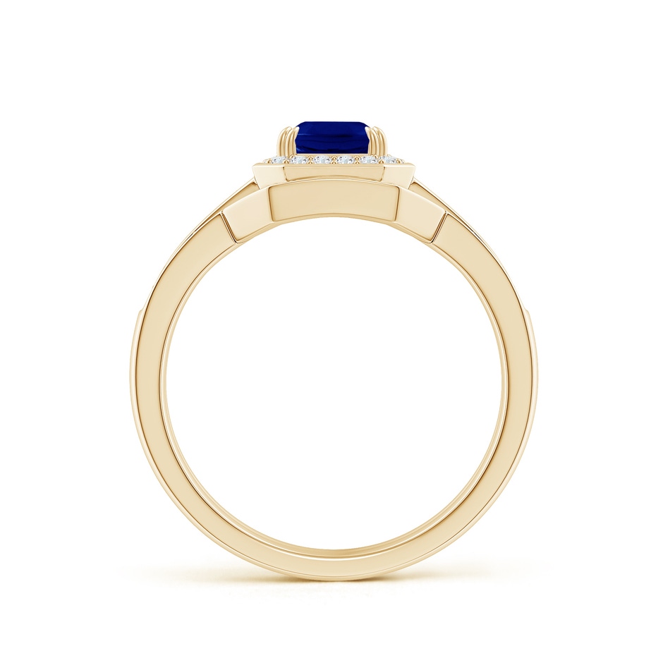7x5mm AAA Emerald-Cut Sapphire Bridal Set with Diamond Accents in Yellow Gold side 199