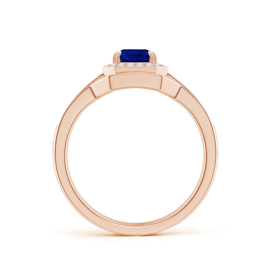 7x5mm AAAA Emerald-Cut Sapphire Bridal Set with Diamond Accents in Rose Gold side 199