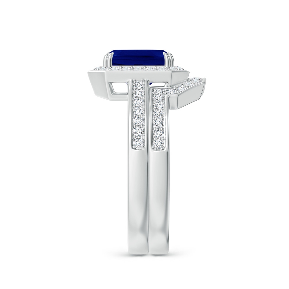 8x6mm AAA Emerald-Cut Sapphire Bridal Set with Diamond Accents in White Gold side 299