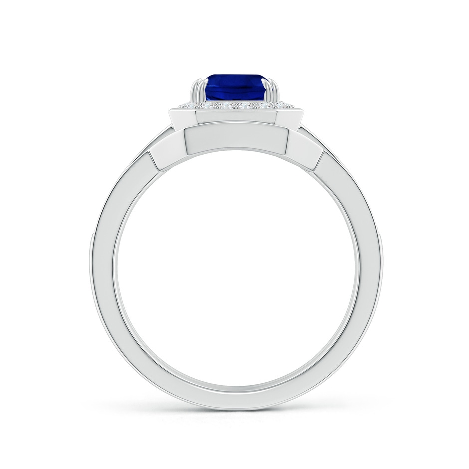 8x6mm AAAA Emerald-Cut Sapphire Bridal Set with Diamond Accents in P950 Platinum side 199