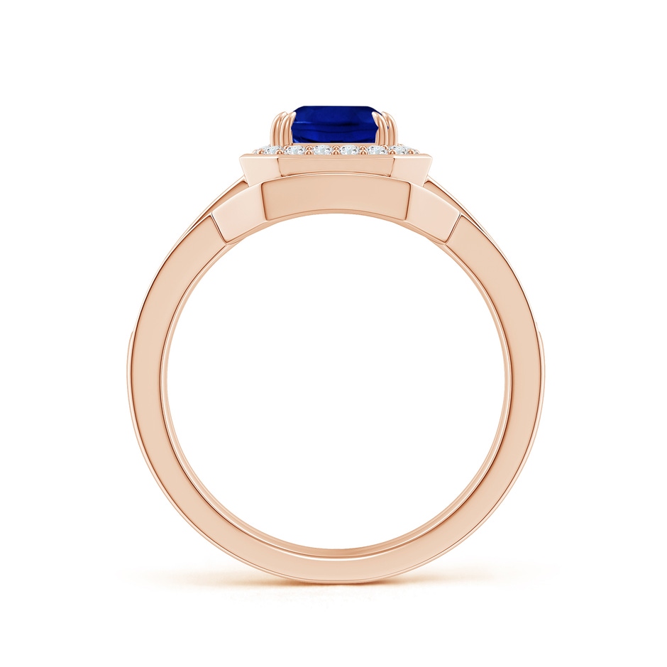 8x6mm AAAA Emerald-Cut Sapphire Bridal Set with Diamond Accents in Rose Gold side 199