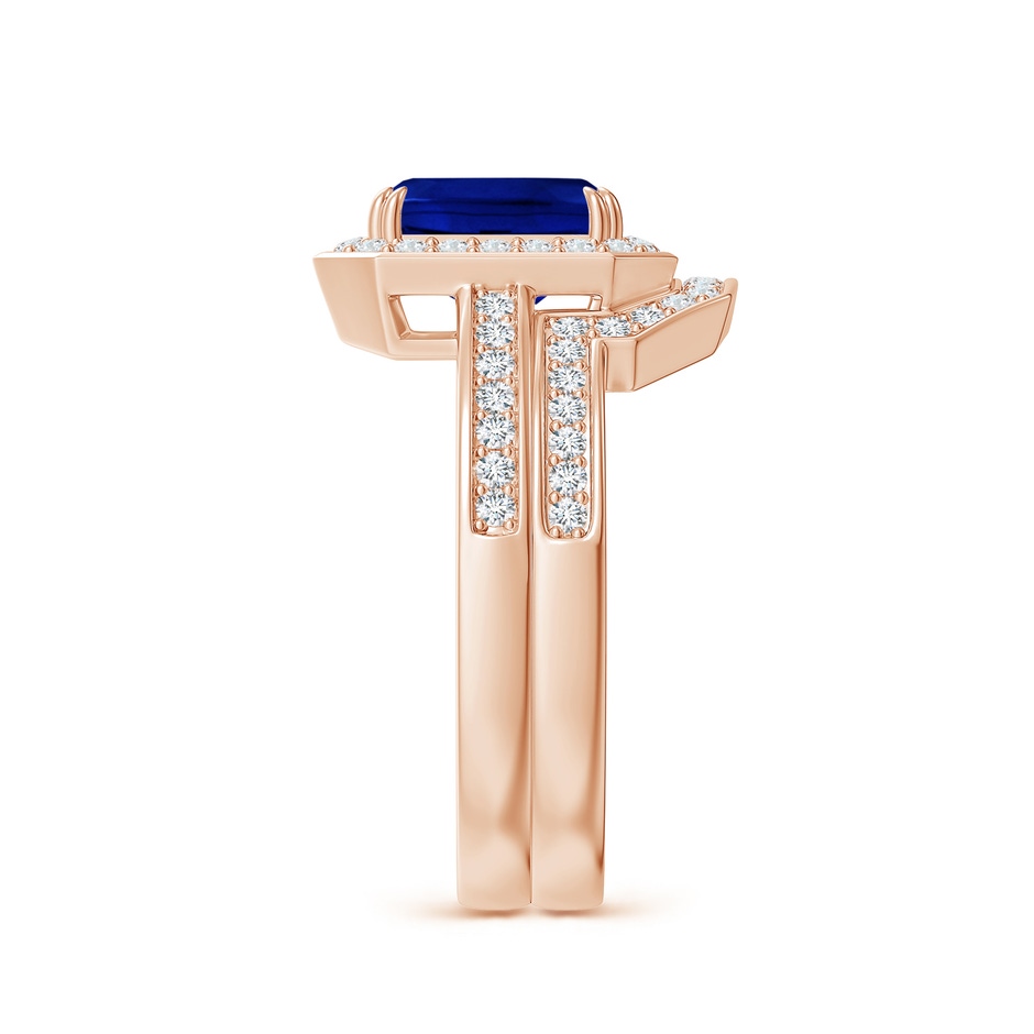 8x6mm AAAA Emerald-Cut Sapphire Bridal Set with Diamond Accents in Rose Gold side 299