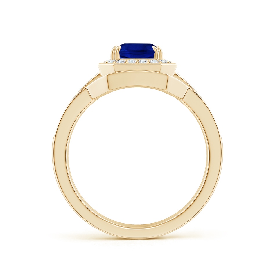 8x6mm AAAA Emerald-Cut Sapphire Bridal Set with Diamond Accents in Yellow Gold side 199