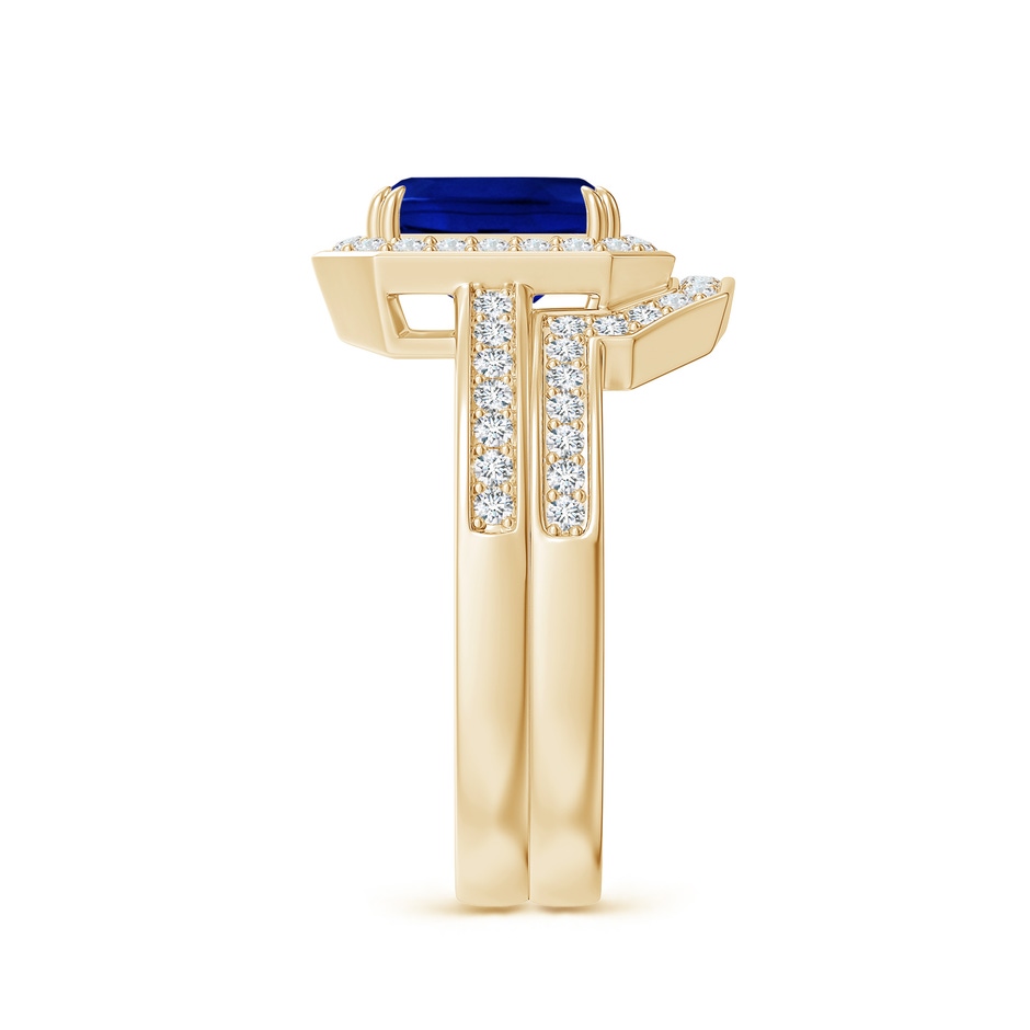 8x6mm AAAA Emerald-Cut Sapphire Bridal Set with Diamond Accents in Yellow Gold side 299