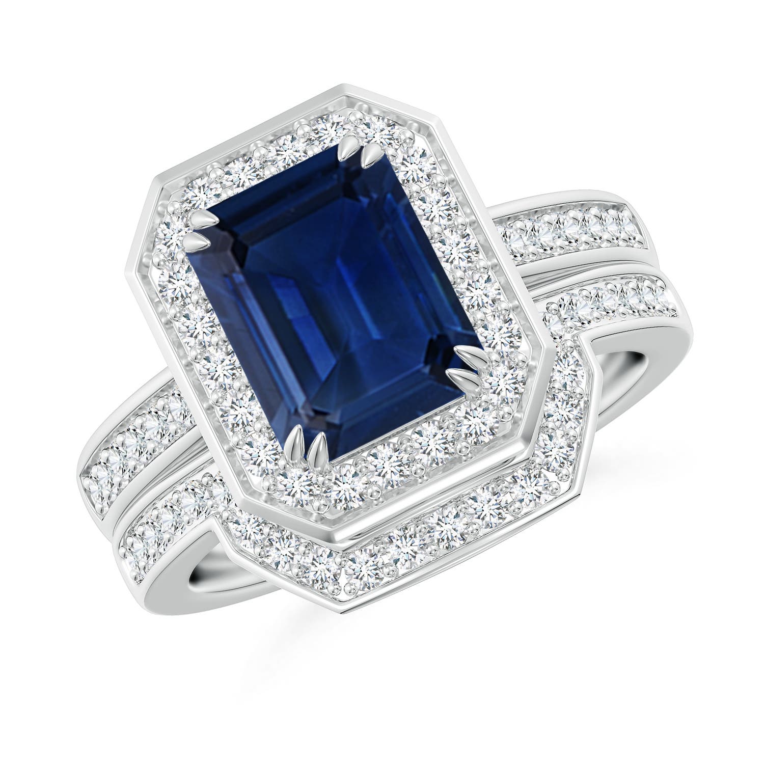 AAA - Blue Sapphire / 2.99 CT / 14 KT White Gold