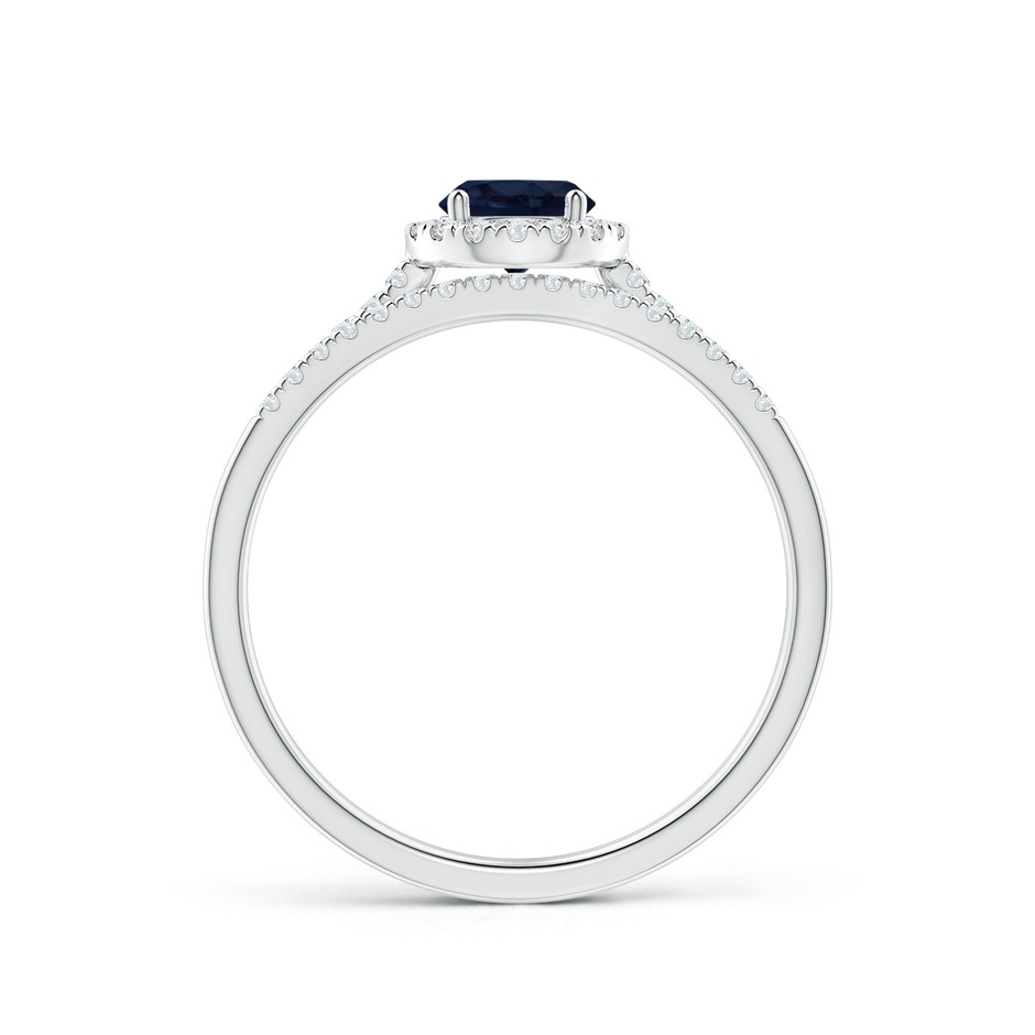 5mm A Blue Sapphire and Diamond Halo Comfort Fit Bridal Set in White Gold side 199