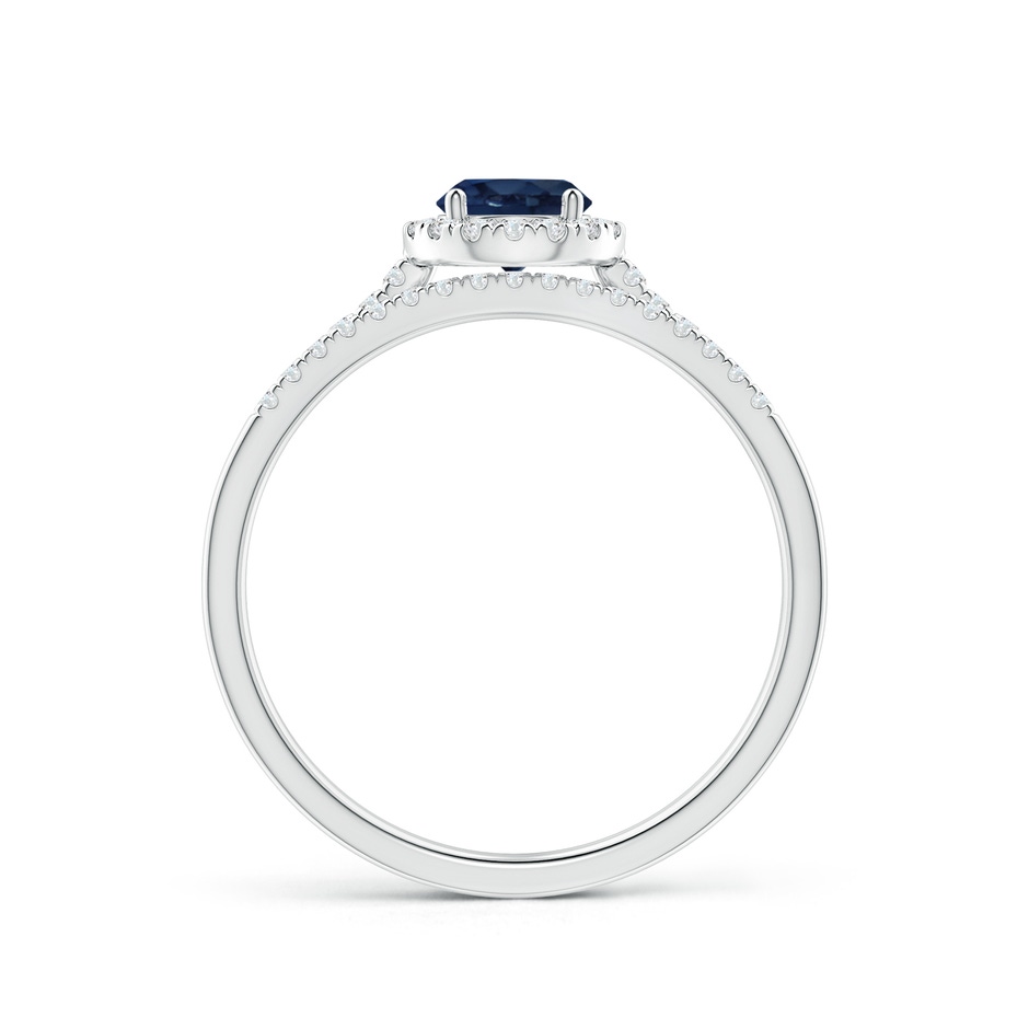 5mm AA Blue Sapphire and Diamond Halo Comfort Fit Bridal Set in White Gold side 199