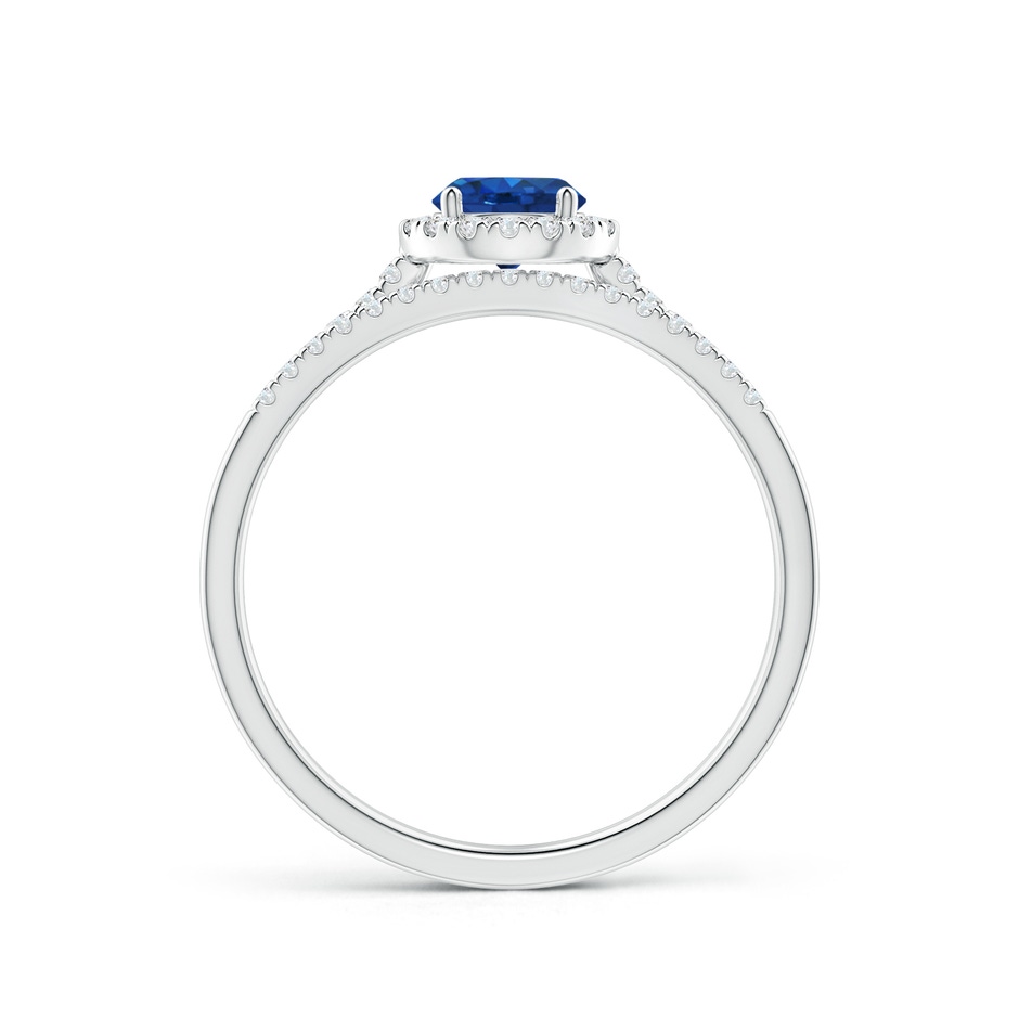 5mm AAA Blue Sapphire and Diamond Halo Comfort Fit Bridal Set in White Gold side 199