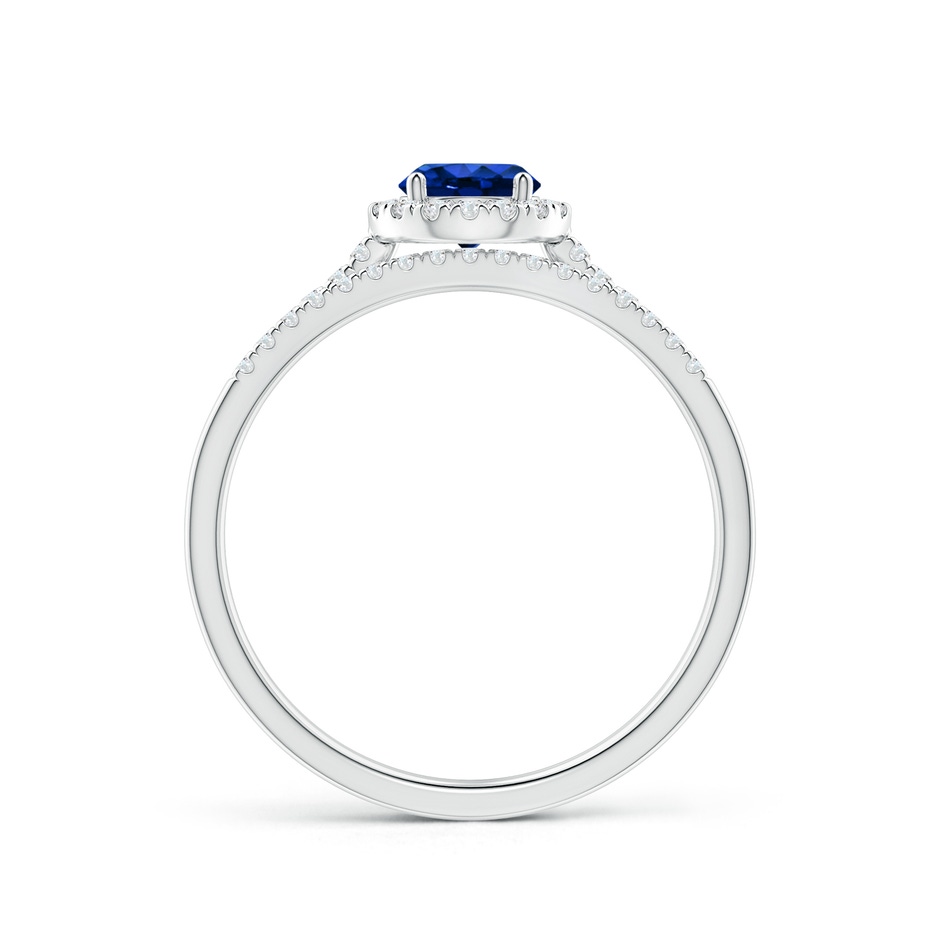 5mm AAAA Blue Sapphire and Diamond Halo Comfort Fit Bridal Set in P950 Platinum side 199