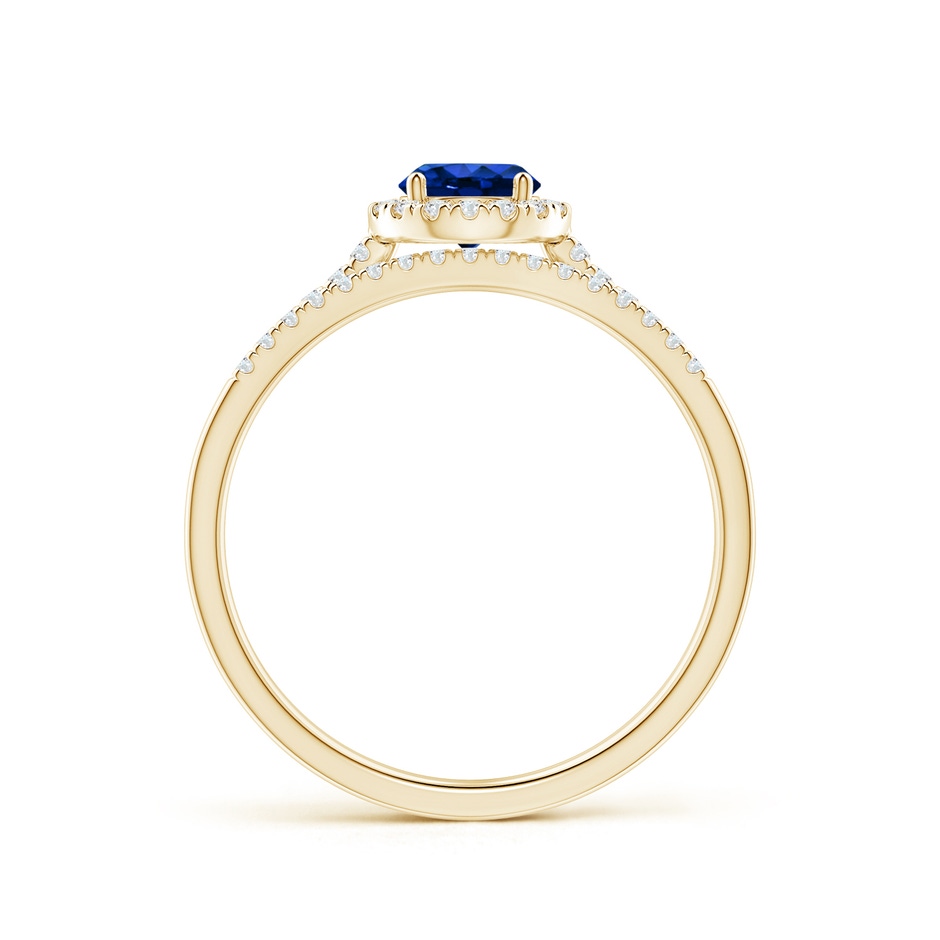 5mm AAAA Blue Sapphire and Diamond Halo Comfort Fit Bridal Set in Yellow Gold side 199