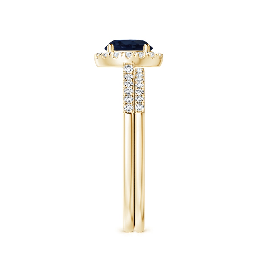 6mm A Blue Sapphire and Diamond Halo Comfort Fit Bridal Set in Yellow Gold side 299