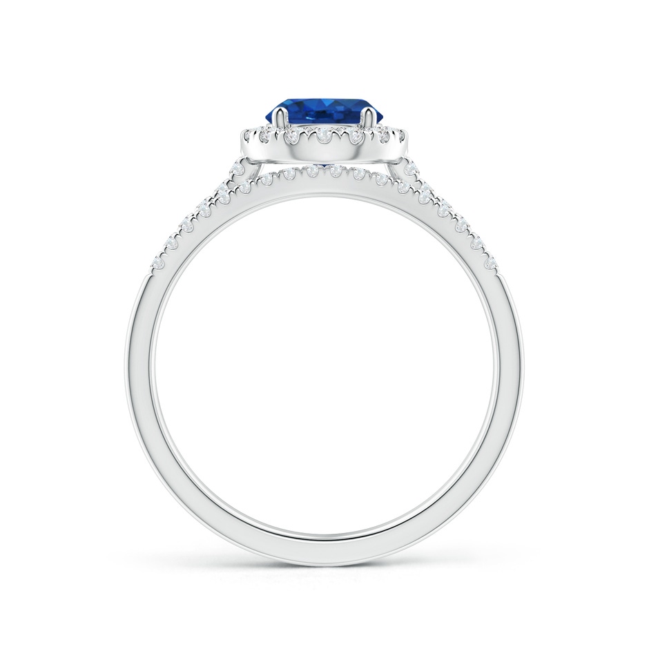 6mm AAA Blue Sapphire and Diamond Halo Comfort Fit Bridal Set in White Gold side 199