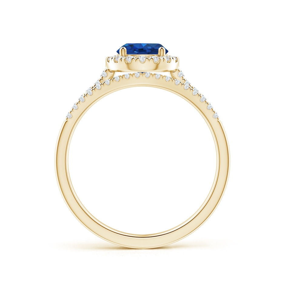 6mm AAA Blue Sapphire and Diamond Halo Comfort Fit Bridal Set in Yellow Gold side 199