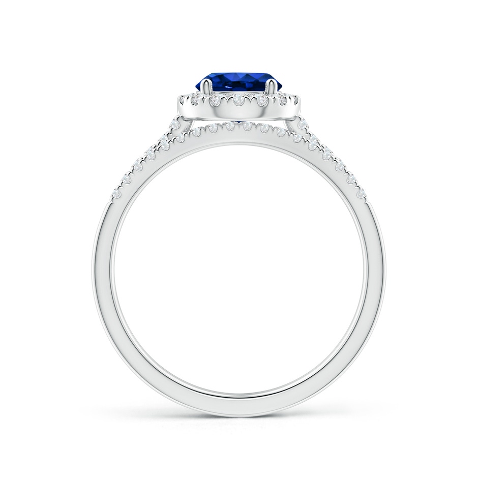 6mm AAAA Blue Sapphire and Diamond Halo Comfort Fit Bridal Set in White Gold side 199