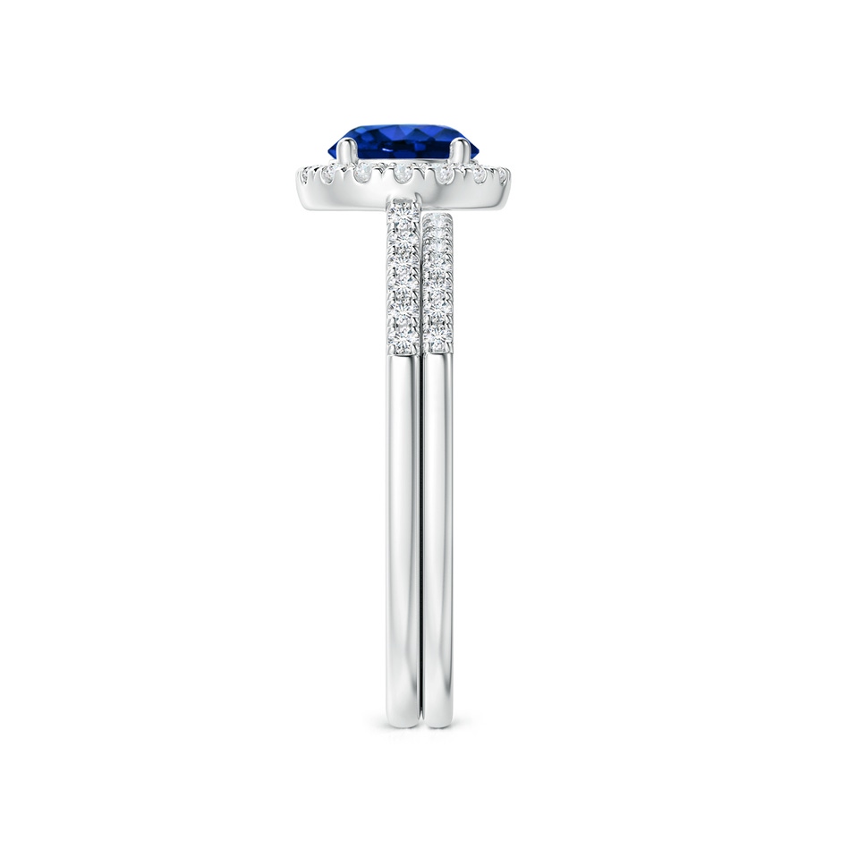 6mm AAAA Blue Sapphire and Diamond Halo Comfort Fit Bridal Set in White Gold side 299