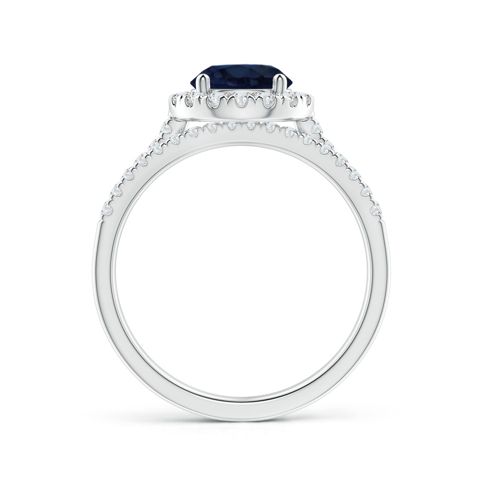 7mm A Blue Sapphire and Diamond Halo Comfort Fit Bridal Set in White Gold side 199