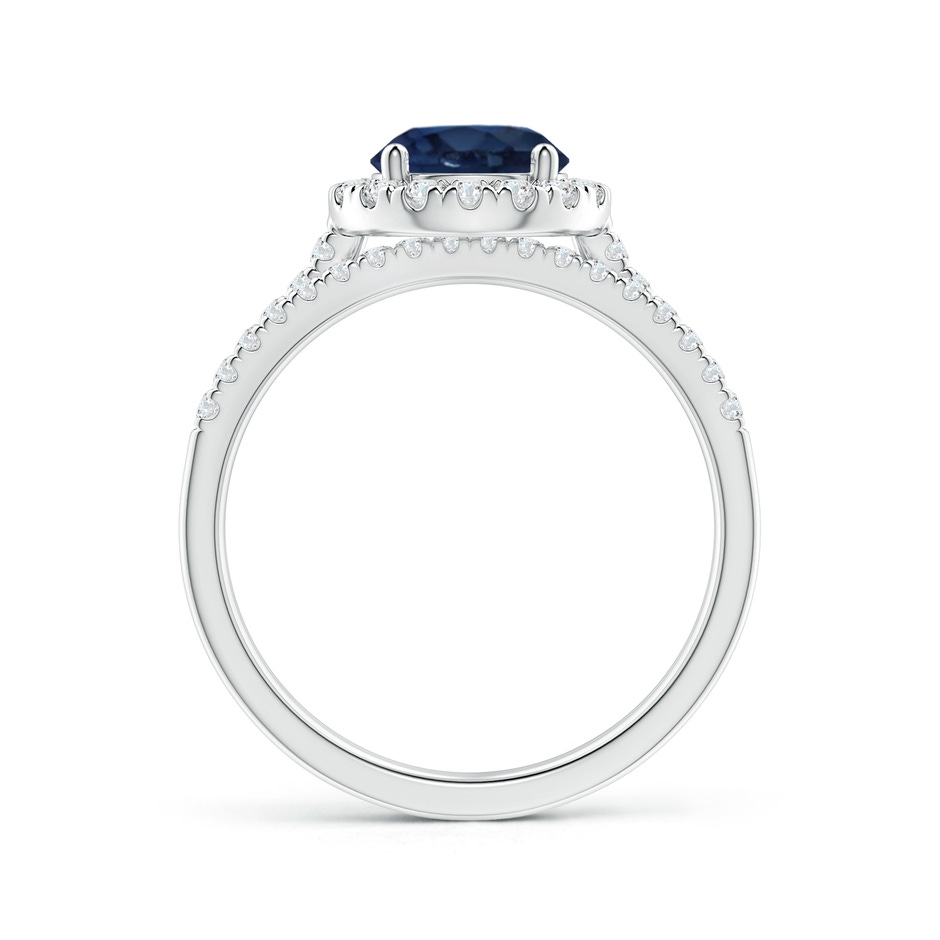 7mm AA Blue Sapphire and Diamond Halo Comfort Fit Bridal Set in White Gold side 199