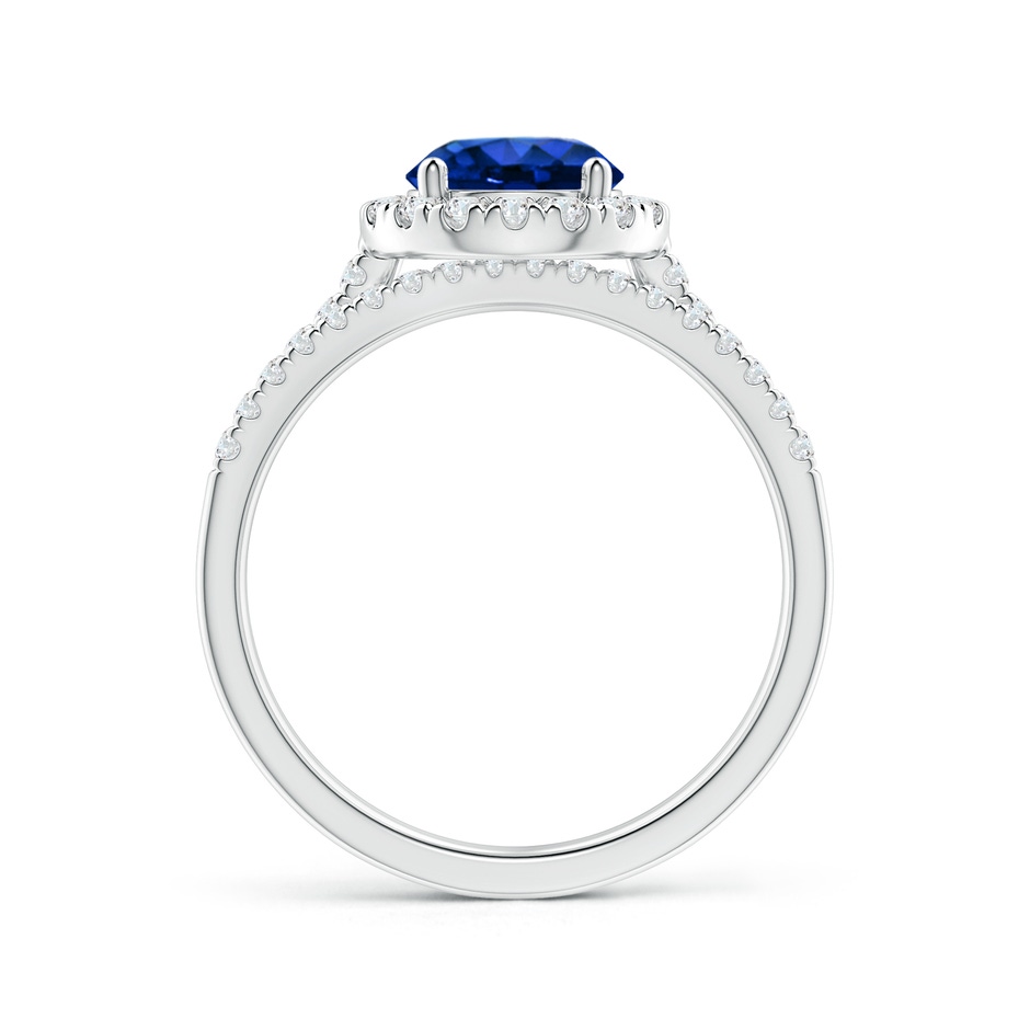 7mm AAAA Blue Sapphire and Diamond Halo Comfort Fit Bridal Set in White Gold side 199