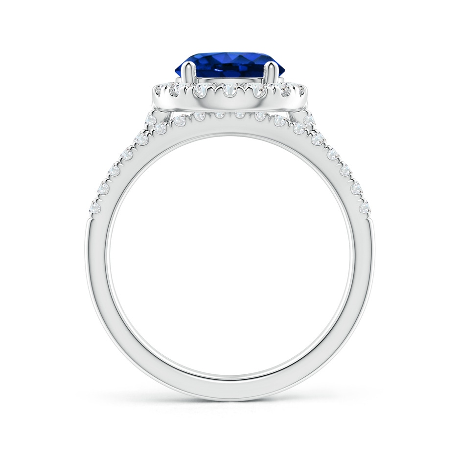 8mm AAAA Blue Sapphire and Diamond Halo Comfort Fit Bridal Set in P950 Platinum side 199