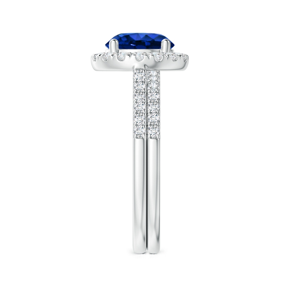 8mm AAAA Blue Sapphire and Diamond Halo Comfort Fit Bridal Set in P950 Platinum side 299