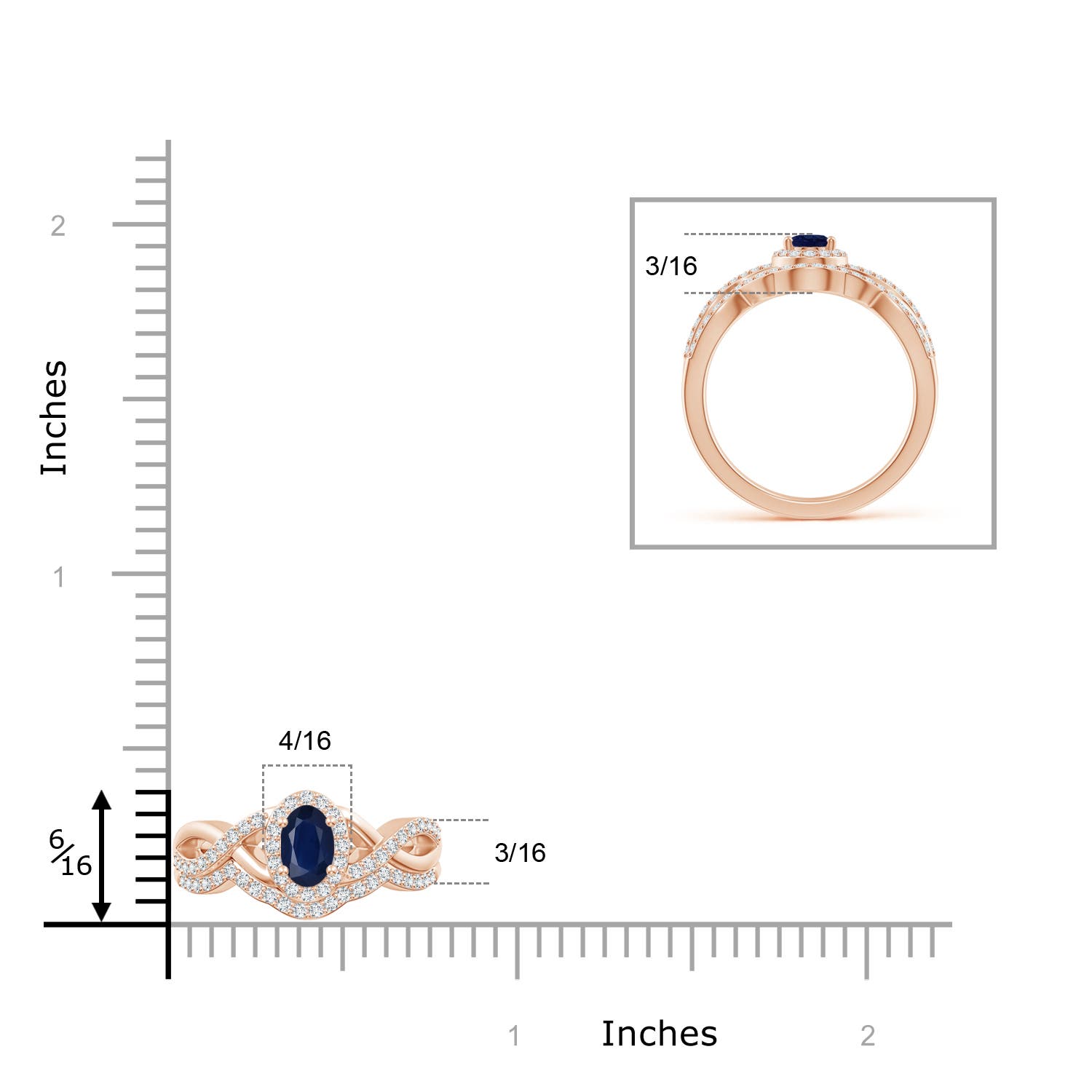 A - Blue Sapphire / 0.95 CT / 14 KT Rose Gold