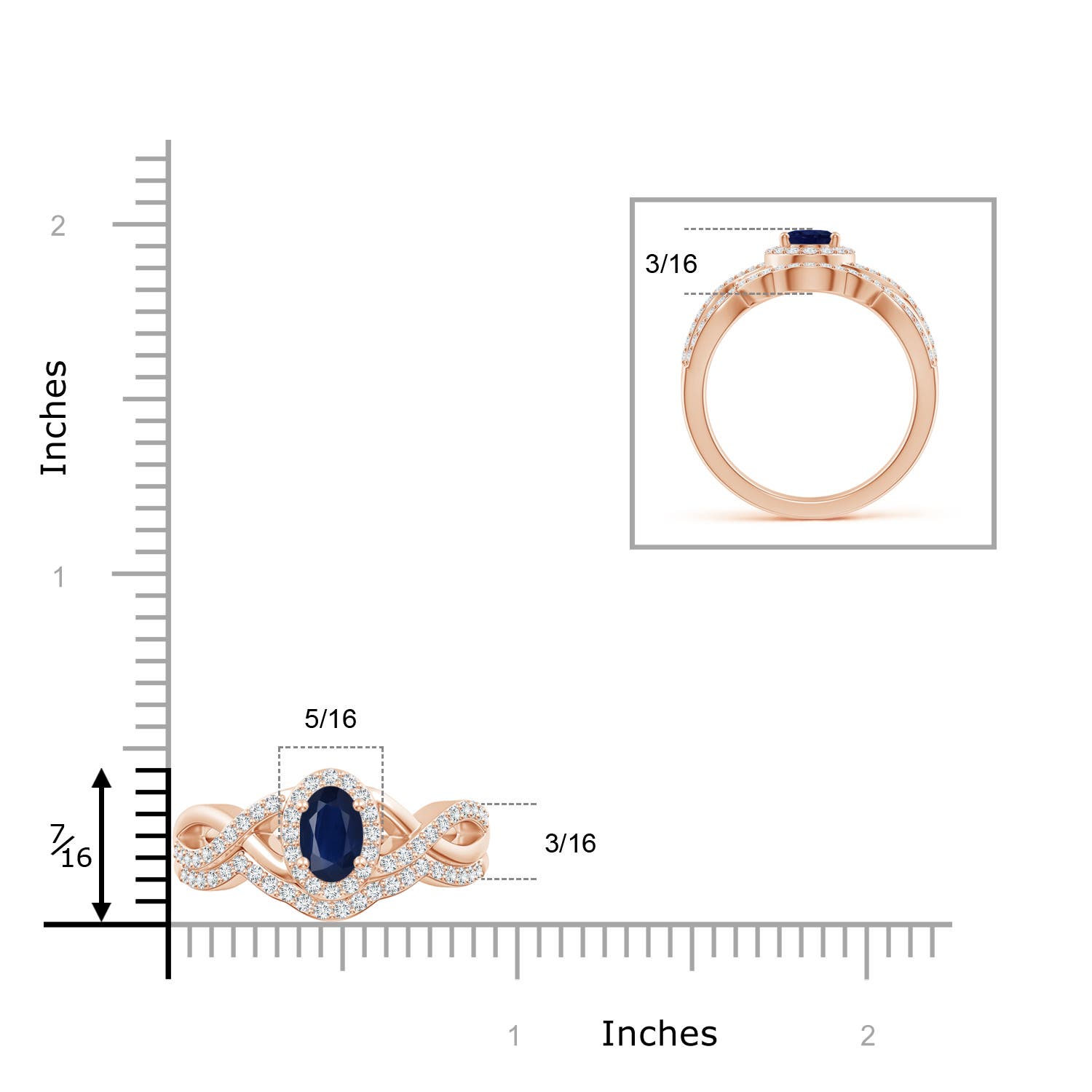 A - Blue Sapphire / 1.32 CT / 14 KT Rose Gold