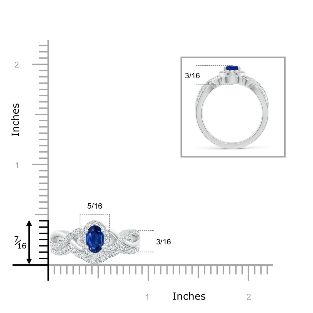 7x5mm AAA Blue Sapphire and Diamond Crossover Bridal Set in White Gold Product Image
