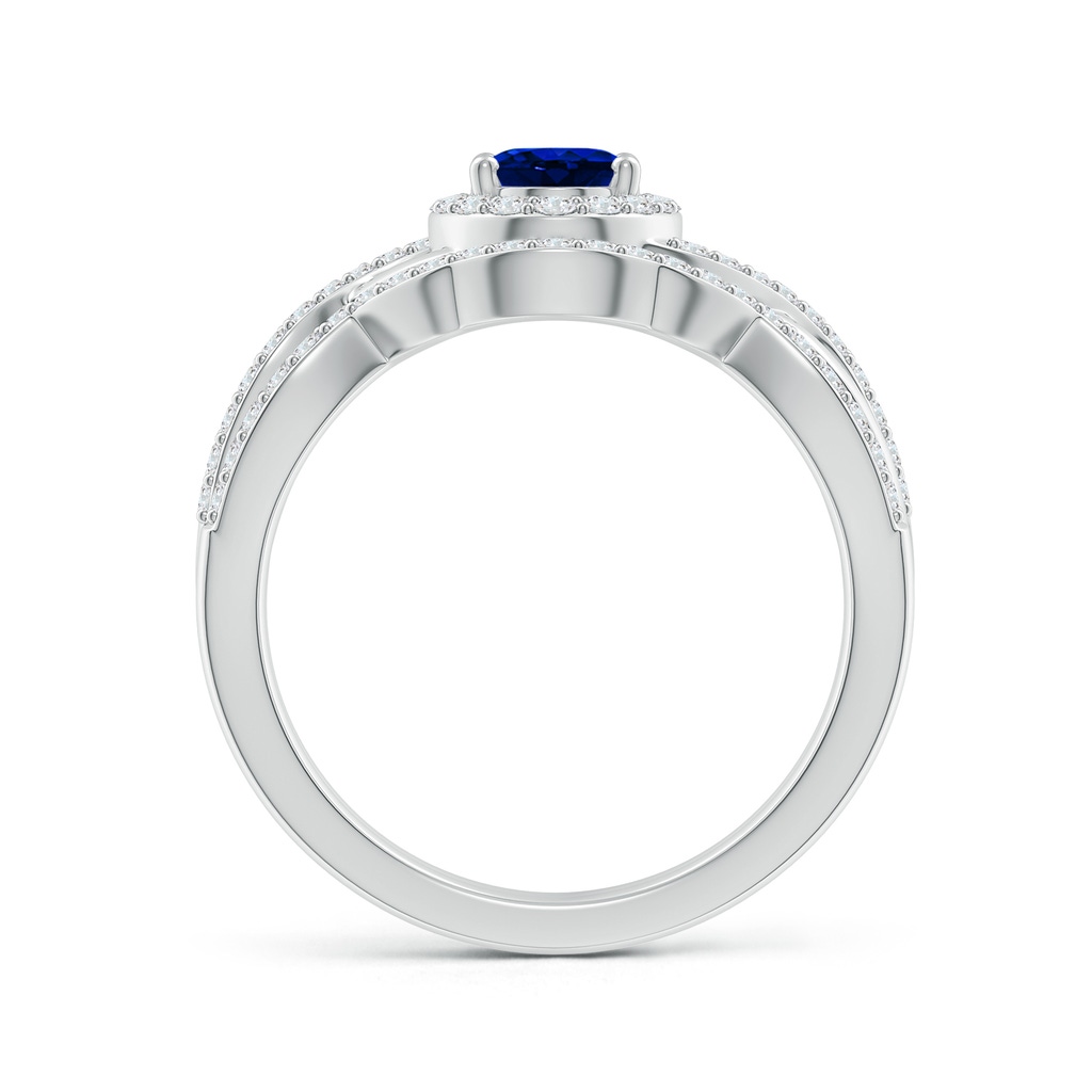 7x5mm AAAA Blue Sapphire and Diamond Crossover Bridal Set in White Gold Product Image