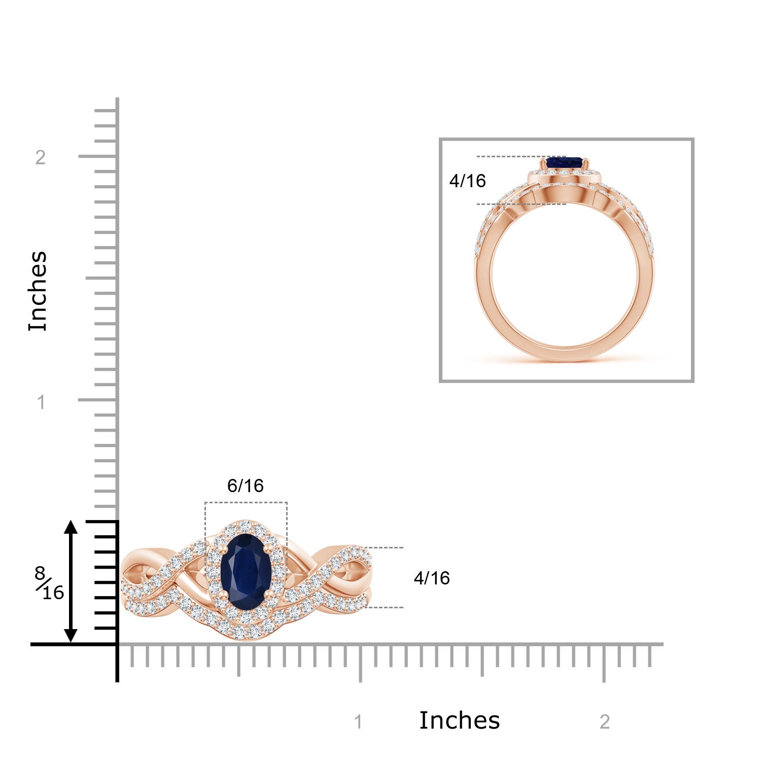 A - Blue Sapphire / 2.13 CT / 14 KT Rose Gold