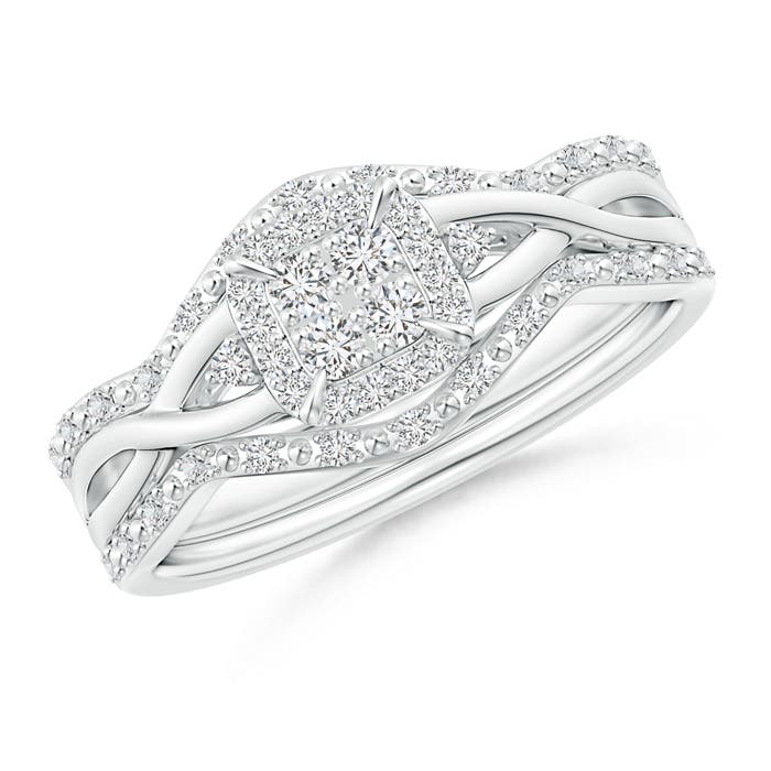 Calla. Princess-Cut Quad Diamond Twist Engagement Ring in White Gold