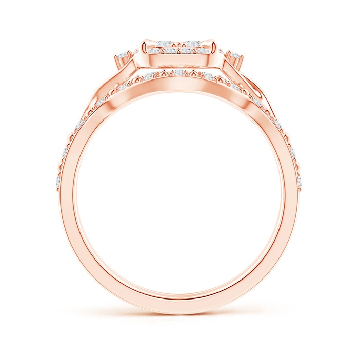 2.2mm GHVS Interlaced Quad Diamond Cushion Halo Bridal Set in 18K Rose Gold side-1