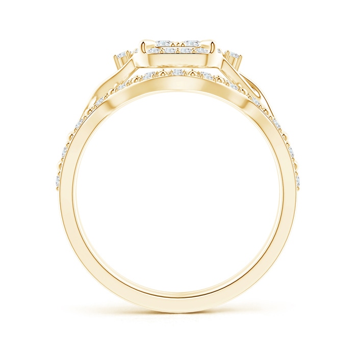 2.2mm GHVS Interlaced Quad Diamond Cushion Halo Bridal Set in 18K Yellow Gold side-1
