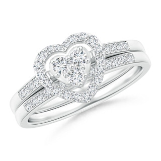 2.4mm GHVS Floating Trio Diamond Heart Halo Bridal Set in White Gold