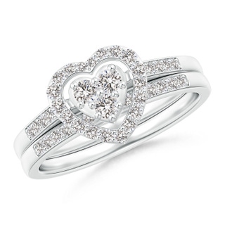 2.4mm II1 Floating Trio Diamond Heart Halo Bridal Set in White Gold