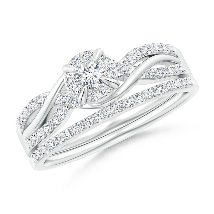 2.9mm GHVS Interlaced Infinity Diamond Bypass Halo Bridal Set in P950 Platinum 
