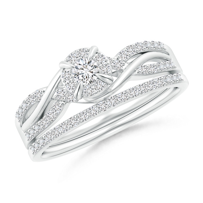 2.9mm HSI2 Interlaced Infinity Diamond Bypass Halo Bridal Set in 18K White Gold 