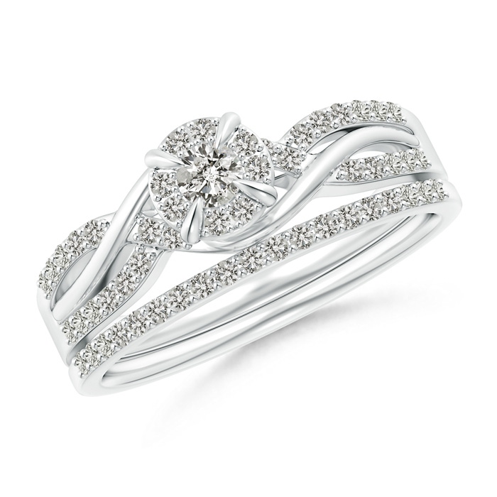 2.9mm JI2 Interlaced Infinity Diamond Bypass Halo Bridal Set in P950 Platinum 
