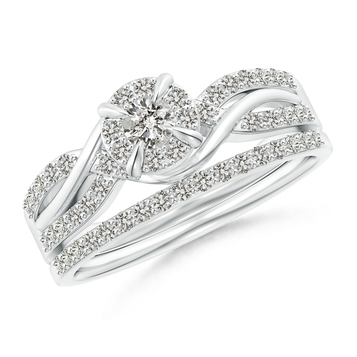 3.2mm JI2 Interlaced Infinity Diamond Bypass Halo Bridal Set in White Gold 