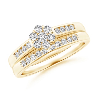 2.35mm HSI2 Pressure Set Diamond Clustre Bridal Set in 18K Yellow Gold