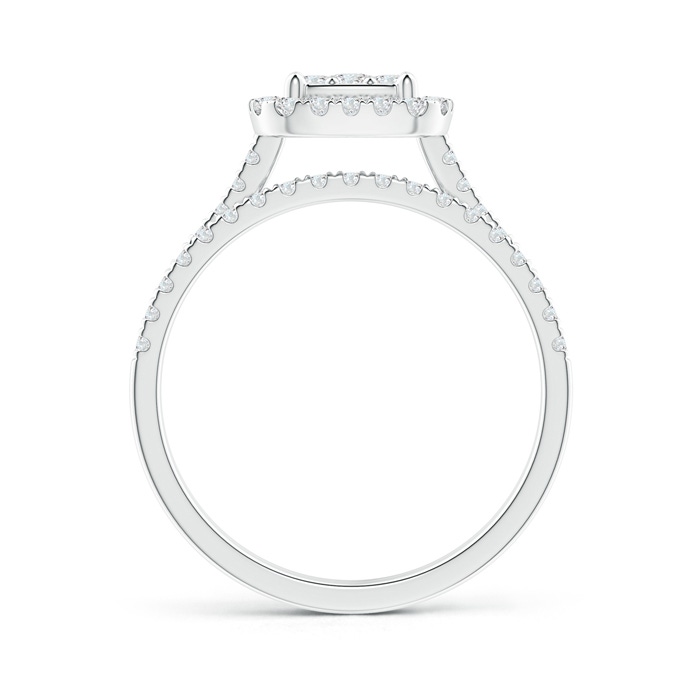 2.3mm GHVS Composite Diamond Floating Cushion Halo Bridal Set in 18K White Gold Side-1
