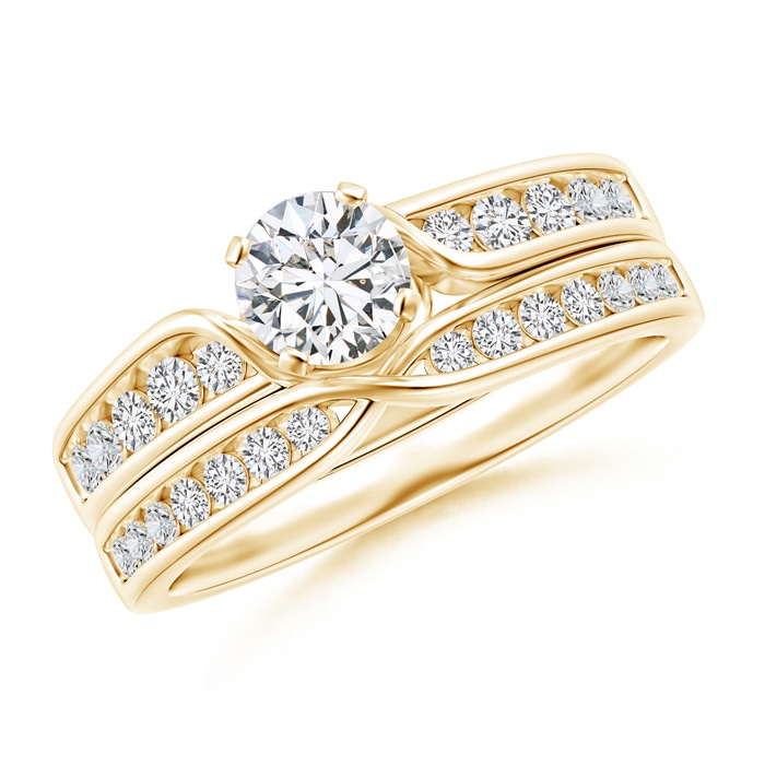 5.1mm HSI2 Flat Prong-Set Solitaire Diamond Twist Bridal Set in Yellow Gold