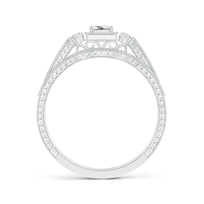 3.2mm HSI2 Milgrain Laced Princess-Cut Diamond Halo Bridal Set  in White Gold Side-1