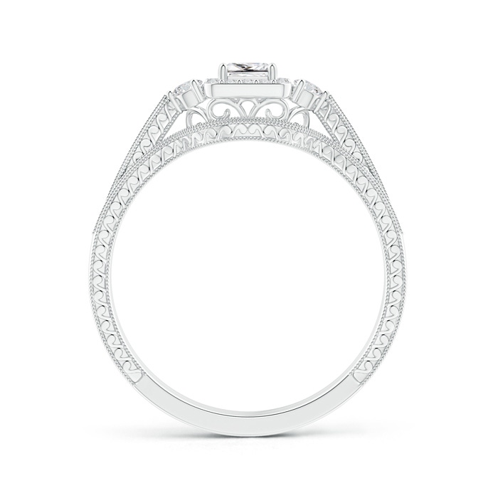 3.2mm HSI2 Milgrain Laced Princess-Cut Diamond Halo Bridal Set  in White Gold side-1