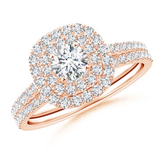 4.4mm GHVS Classic Diamond Cushion Double Halo Bridal Set in Rose Gold