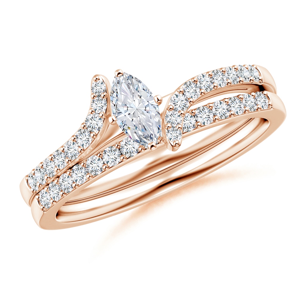 6x3mm GVS2 Marquise Diamond Bypass Bridal Set with Accents in Rose Gold