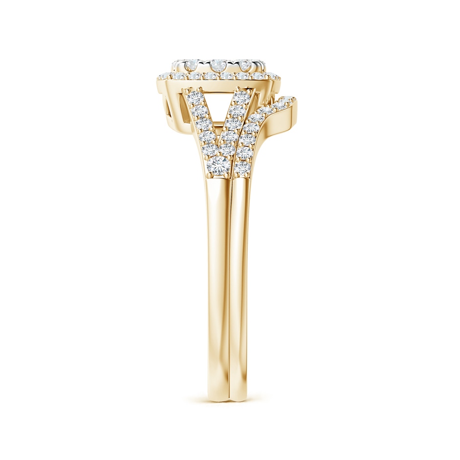 3.3mm GVS2 Cushion Composite Diamond Halo Split Shank Bridal Set in Yellow Gold side-2