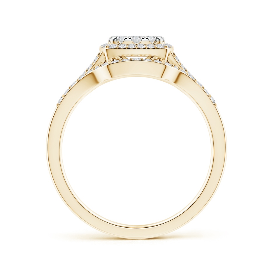 3.3mm HSI2 Cushion Composite Diamond Halo Split Shank Bridal Set in Yellow Gold side-1