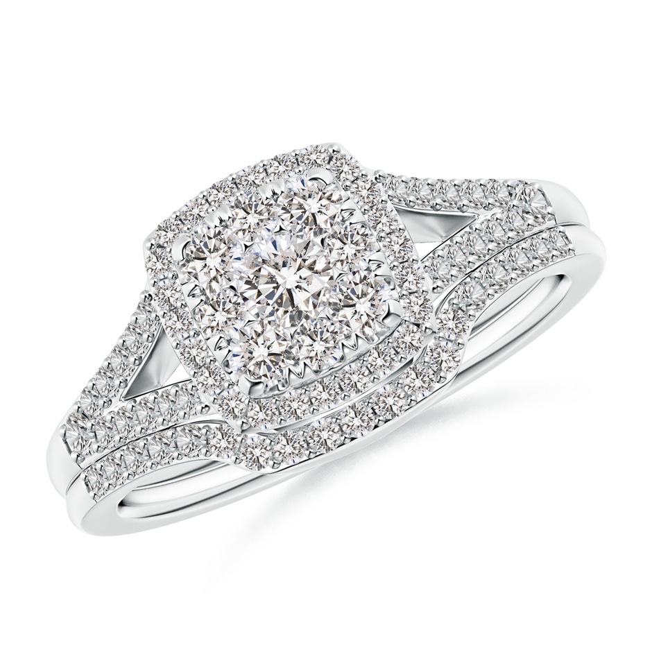3.3mm IJI1I2 Cushion Composite Diamond Halo Split Shank Bridal Set in P950 Platinum 